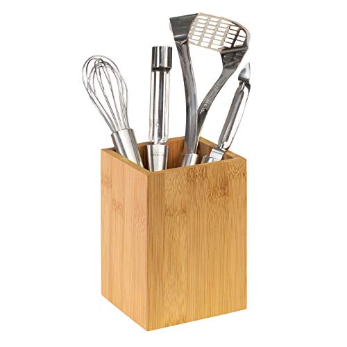 Westmark Soporte para utensilios/organizador de cocina, Cuadrado, Dimensiones 13.5 x 10 x 10 cm, Bambú, Tapas Friends, Marrón claro, 69862270