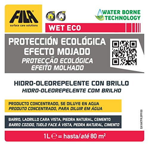 WET Eco, Protector Tonalizante con Efecto Mojado en base acuosa para Barro, Terracota y Piedra Natural muy absorbentes, 1L