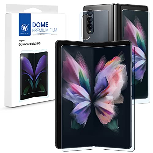 Whitestone Dome [1 Unidades] para Samsung Galaxy Z Fold 3 Premium Film Protector de pantalla anti-golpes, HD transparente, auto-curación EPU Film para Galaxy Z Fold 3