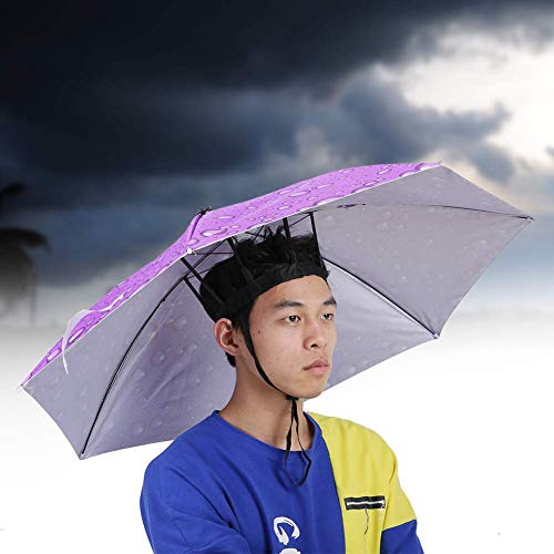 Wifehelper Sombrero Anti-UV montado en la Cabeza Protector Solar Paraguas de Pesca Sombrilla Ajustable a Prueba de Lluvia Impermeable(#3)