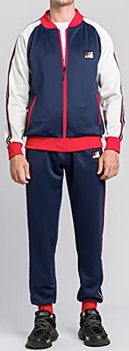 WINKEEY traje de jogging para hombre traje deportivo traje de ocio chándal traje de ocio sudadera con capucha + pantalones deportivos sudadera con capucha + pantalones de chándal, Azul XXL