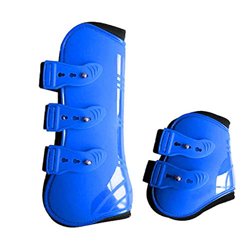 WINNG Protectores para Caballos 4 Unids Caballo Equitación Amortiguador Show Salto Pierna Protección Ecuestre Deportes Tendón Y Fetlock Boots Set,Blue-L