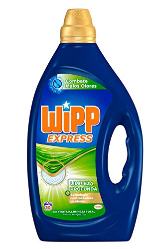 Wipp Express Detergente Lavadora Líquido Anti-Olores, Negro, Estandar, 30 Lavados, 1.5 Litros