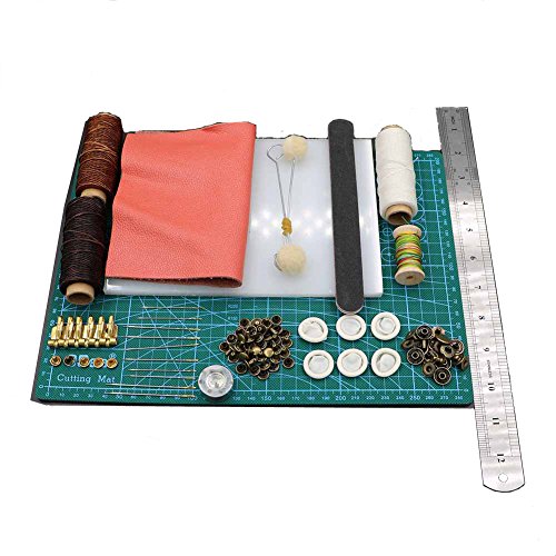 Wisfor 44 Piezas Herramientas de Cuero para Manualidades Kits de Repujado de Cuero para Costura Herramienta de Artesanía para DIY