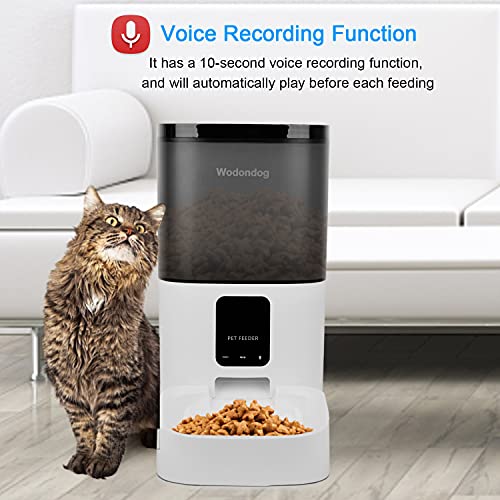 Wodondog Comedero Automático para Perro y Gato con Grabación de Voz, con App Control，Detección de Infrarrojos, Consumo de Energía Bajo，6L
