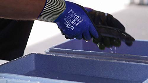 Wonder Grip WG-538 Freeze Flex Plus - Guante de trabajo resistente al aceite con anticongelante y triples nitrilo; guantes antideslizantes para un agarre seguro; L/09, azul,
