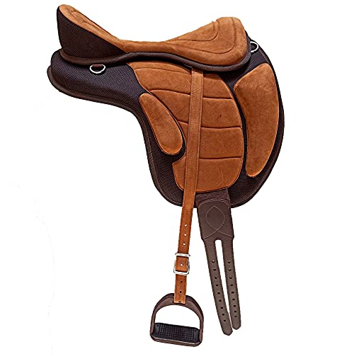 Wonder Wish - Freemax - Silla de montar a caballo de uso general, tamaño de 30,4 a 45,7 cm, canela, 17.5 Inches Seat