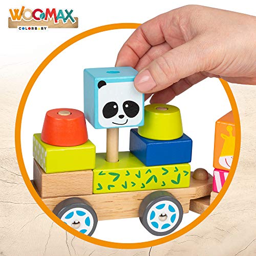 WOOMAX- Tren de madera con animales (ColorBaby 40997)