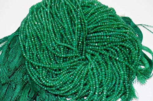 World Wide Gems Beads Gemstone 2 Line Pack of AAA Quality Green Onyx Rondelle Micro Faceted, Size 3-3.25 mm, Length - 13 Inch Long Strand Code-HIGH-46121