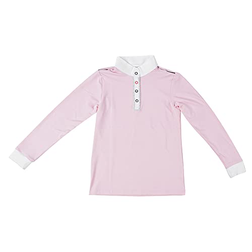 Wosune Camiseta para niña S/M, Ropa para Montar a Caballo, acrílico Rosa Resistente al Desgaste para Deportes ecuestres al Aire Libre, equitación, niñas y(Pink Long Sleeve, M)