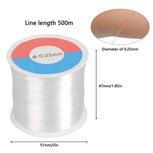 WOWOSS 500m Hilo de Abalorios Transparente 0.25mm Hilo Invisible de Nylon con Aguja de Abalorios, para Pulsera Collar y Otras Manualidades