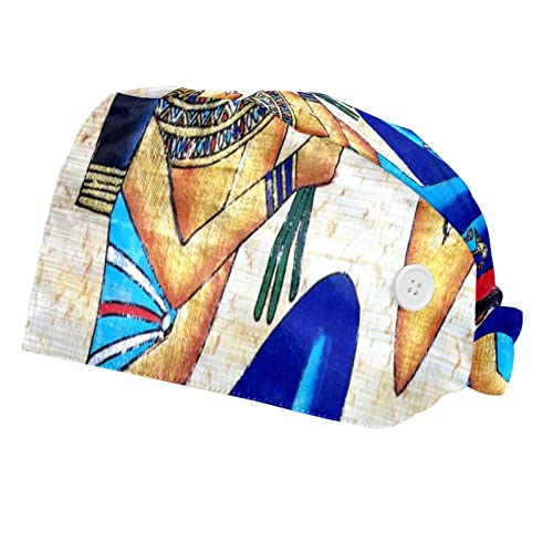 wuqiandian Gorra de trabajo con botón y banda para el sudor ajustable,Hermosa chica en el antiguo Egipto,Sombreros de trabajo para mujeres y hombres,paquete de 2