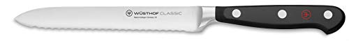 Wusthof Classic (1040101614) - Cuchillo para Fiambres y Embutidos, 14 cm de Longitud de Hoja, Forjado, Acero Inoxidable de Calidad, Cuchillo Filoso con Hoja Dentada