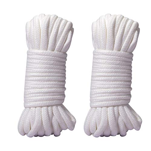 WYMAODAN Cuerda de algodón suave, 2 unidades, 10 m / 8 mm, universal, hilo de algodón grueso (blanco)