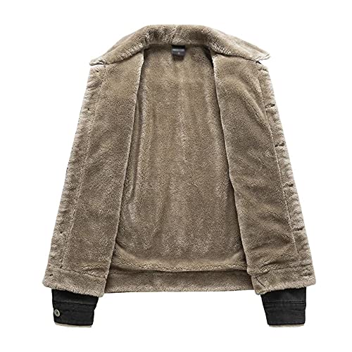 WZHZJ Más gruesa chaqueta de mezclilla hombres casual jeans chaqueta hombres collar de piel cálido invierno for hombre chaquetas y abrigos (Color : B, Size : Asia XL 65-75 kg)