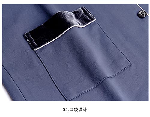 XFLOWR Algodón Lounge Ropa de Dormir Primavera Hombres Pijamas Conjunto Pijamas de algodón de Punto Hombres Manga Larga Cuello Vuelto Ropa de Dormir a Rayas Suelta Tallas Grandes L MP2944
