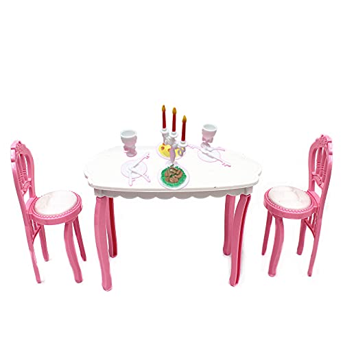 XHBTS Juego de sillas de comedor en miniatura con mesa de 2 piezas de silla y vela para decoración de fiestas de cumpleaños, decoración de tartas