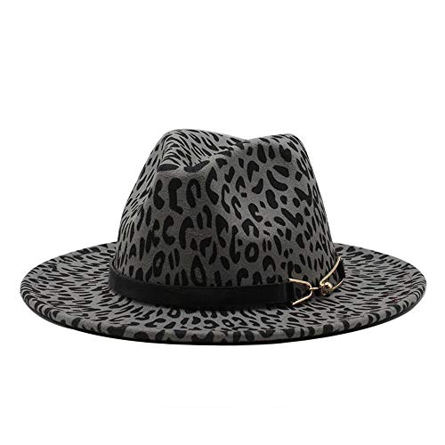 Xiang Ye Las nuevas señoras de las señoras de la impresión del leopardo de algodón Jazz sombrero de Fedora de las mujeres de moda del sombrero flexible plana de ala del sombrero Panamá Gambler hebilla