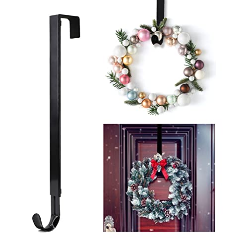 Xiangmall Gancho Corona Ajustable Colgador Puerta Metal Percha Guirnalda para Colgando Corona de Navidad Decoraciones Ropa Toallas (Negro)