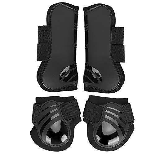 XiangXin Botas de Montar, Protector de tendón equino con cojín elástico Engrosado, Utilizado para Montar en la Pierna Delantera y Trasera y Entrenar Saltos (Black, Medium)