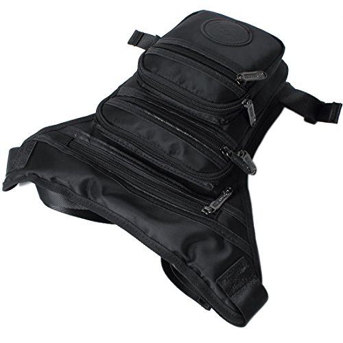 Xieben Nylon Impermeable Gota Bolsa De Pierna para Hombres Mujeres Motocicleta Montar Crossbody Hombro Cintura Paquete De Fanny Viajes Deportes Al Aire Libre Negro