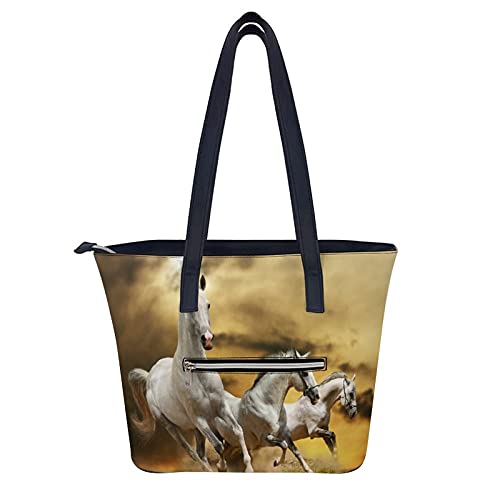 Xingruyun Bolsos De Mujer Caballo Al Galope Bolsos De Mano Impresión Bolsos Bandolera Gran Capacidad Bolso De Hombro 34x29x14cm