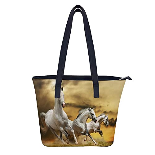 Xingruyun Bolsos De Mujer Caballo Al Galope Bolsos De Mano Impresión Bolsos Bandolera Gran Capacidad Bolso De Hombro 34x29x14cm