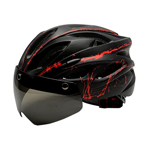 XJST Casco de bicicleta unisex, casco de equitación para adultos con visera magnética, ajustable para carretera de montaña, casco de ciclismo, color rojo