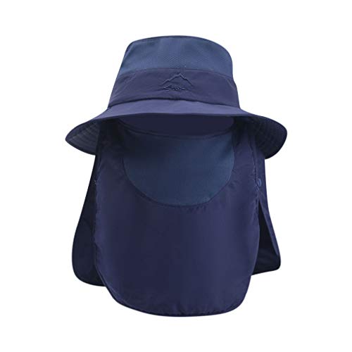 YANSHAN Unisex UV Protección Sombrero Sun Sombrero Sombrero de secado rápido Sombrero de pesca al aire libre Montar a caballo gorra de béisbol transpirable (Color : Navy, Size : One size)