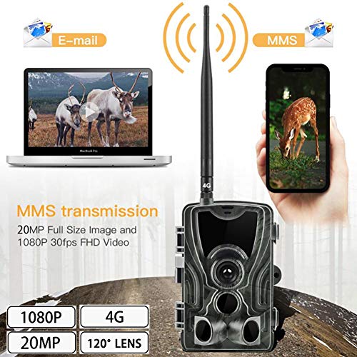 YCXYC 4G Cámara De Caza,MMS/SMS Trampa Fotográfica,HD 20MP 1080P Fauna De 940NM Infrarrojos Visión Nocturna Cámaras De Fotos Trampa Vigilancia Cámaras De Impermeable IP65 con Batería De Litio 5000Mah