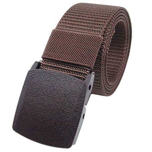 YEHMAN - Cinturón de cinturón militar de tela de nailon ajustable, 120 cm, hebilla de plástico sin níquel, antialérgico marrón 120 cm