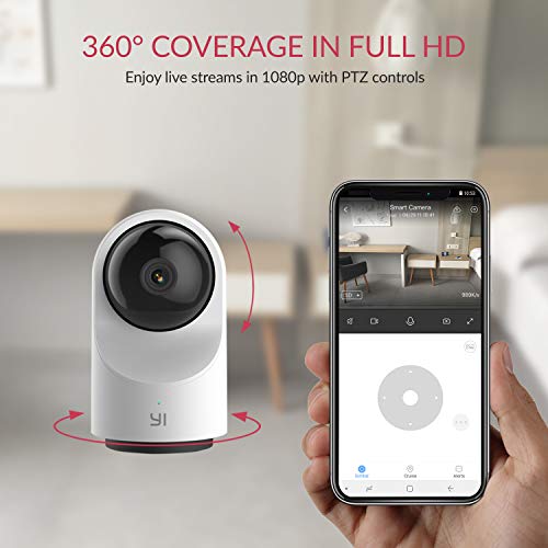 YI Dome X Camara Vigilancia WiFi Interior 360º PTZ, IP Cámara de Vigilancia HD 1080p, Detección de Movimiento, Visión Nocturna, Cámara de Seguridad Domo para Bebé o Mascota, Compatible con Android/iOS