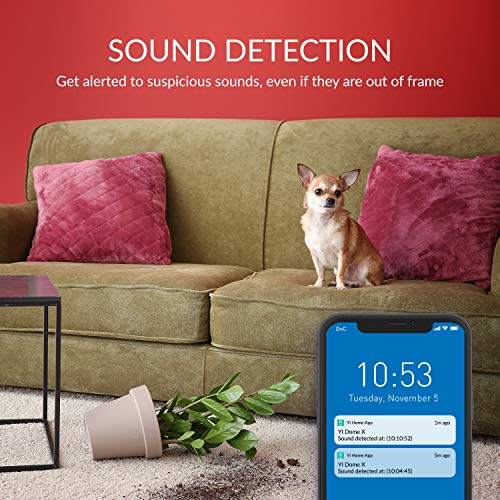 YI Dome X Camara Vigilancia WiFi Interior 360º PTZ, IP Cámara de Vigilancia HD 1080p, Detección de Movimiento, Visión Nocturna, Cámara de Seguridad Domo para Bebé o Mascota, Compatible con Android/iOS