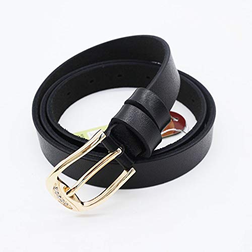 YINHUAN Cuero Versátil Nuevo Cinturón de Cuero con Hebilla para Mujer Cinturón de Moda para Mujer Cinturón de Cuero de bit bit Casual (Color : Negro)