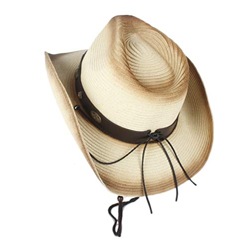 Yiph-Hat Accesorios Sombrero de ala Ancha Diario Sombrero Hombre Sombreros de Vaquero for Hombres Western Cowboy Strew Sombreros Hombres Verano Paja Vaquera Traje de Fiesta Sombrero Occidental