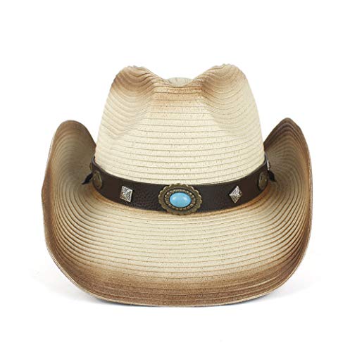 Yiph-Hat Accesorios Sombrero de ala Ancha Diario Sombrero Hombre Sombreros de Vaquero for Hombres Western Cowboy Strew Sombreros Hombres Verano Paja Vaquera Traje de Fiesta Sombrero Occidental