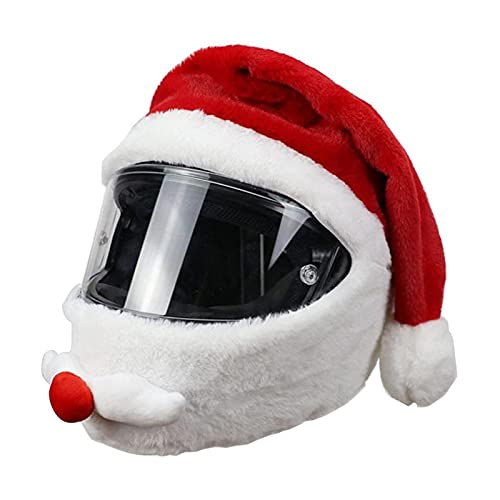 Yirepny Funda de casco de motocicleta de Navidad Santa Claus para motocicleta, divertido y loco, para fiestas al aire libre, personalizada, para cascos, color rojo y blanco