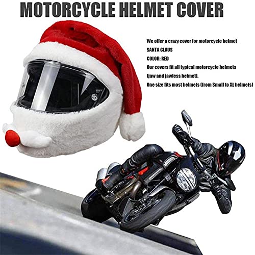 Yirepny Funda de casco de motocicleta de Navidad Santa Claus para motocicleta, divertido y loco, para fiestas al aire libre, personalizada, para cascos, color rojo y blanco