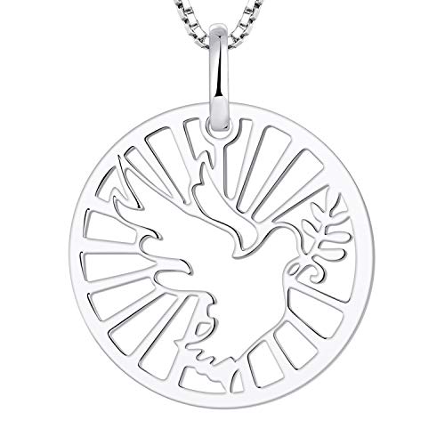 YL Collar de paloma paloma Collar de plata de ley 925 con paloma y rama de olivo Colgante de paz para mujer