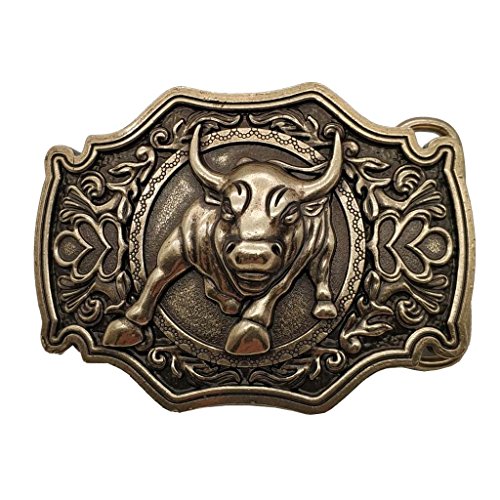 YONE Hebilla de cinturón 3D Bull Bronze Belt Buckle Western Metal Cowboy