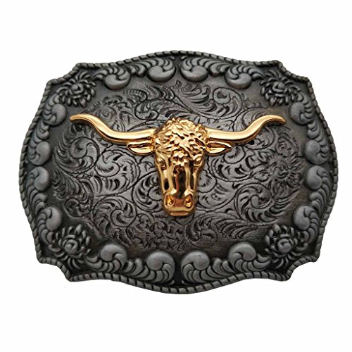YONE Hebilla de cinturón Golden Long Horn Bull Western Belt Buckle