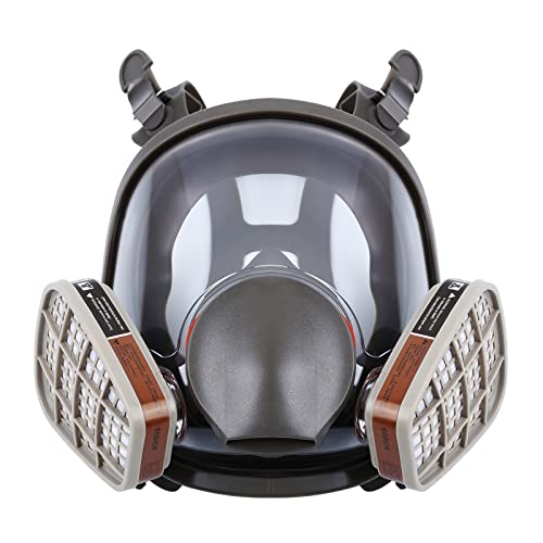 Yonntech Mascarilla facial completa, respirador, máscara de pintura, 17 en 1, máscara con función de máscara de gas, filtros incluidos