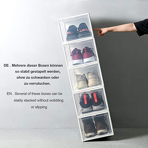YORBAY Cajas de Zapatos apilable,Juego de 3, Transparente Ahorro de Espacio Rígida hasta la Talla 48 Reutilizable