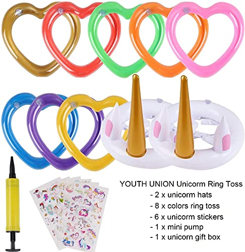 YouthUnion Juegos de Lanzamiento Toss Game Juguete Inflable de Unicornio Juguete Sombrero Inflable de para Jugar al Jardín Piscina Fiestas Familia y Niños Adultos(Unicornio)