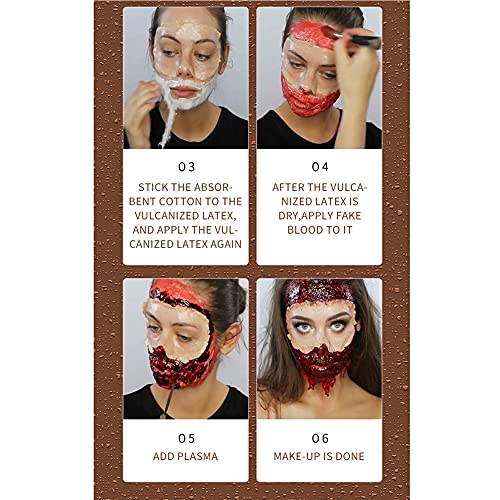 Ysimee Kit de sangre falsa y Cicatrices de heridas falsas Cera de 4 piezas, con bolígrafo y esponja, pintura corporal facial para fiesta de halloween
