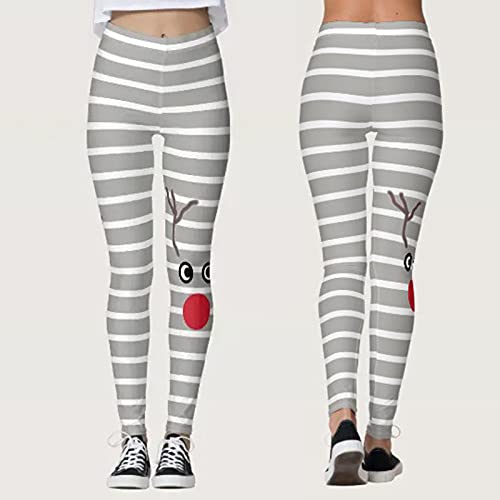 Yue668 Pantalones de yoga Skinny con estampado de Navidad para mujer, leggings de fiesta de Navidad personalizados, para correr, yoga, pilates, gimnasio, etc