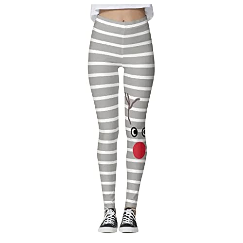 Yue668 Pantalones de yoga Skinny con estampado de Navidad para mujer, leggings de fiesta de Navidad personalizados, para correr, yoga, pilates, gimnasio, etc