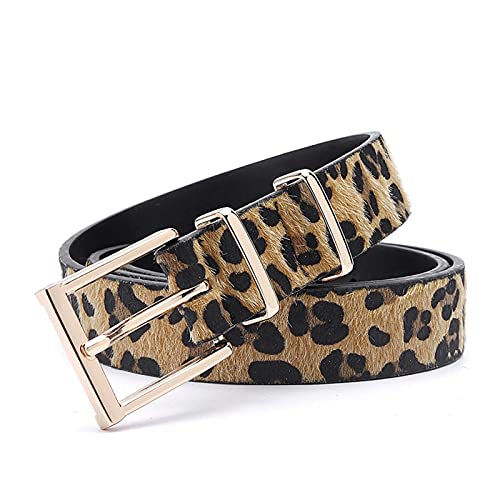 YWSZY Cinturones de Mujer, Cinturón Decorativo de Las Mujeres, impresión de Leopardo Caballo de Crin de Damas Ropa de Jeans Cinturón (Color : E, Size : 100)
