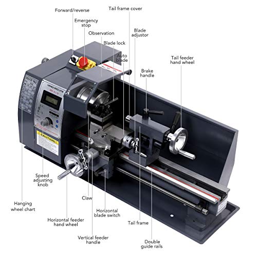 Z ZELUS 600W Torno de Metal 8 x 14 Pulgadas / 210 x 350MM Torno de Trabajo de Metal 2500 RPM Máquina de Torno Fresadora de Alta Precisión para Procesamiento de Piezas de Precisión (8 x 14 Pulgadas)