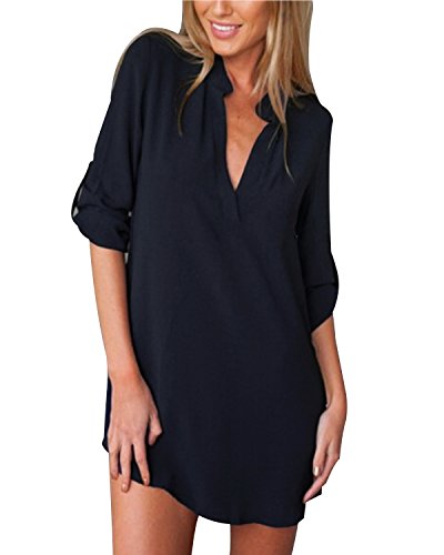 ZANZEA Camisas Mujer Sexy Casual Gasa Camisa Suelta Cuello V Manga Larga Blusa Tops Tallas Grandes Elegante Invierno Camiseta